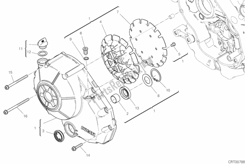 All parts for the Clutch Cover of the Ducati Scrambler 1100 Special Thailand USA 2019